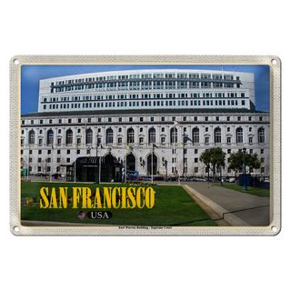 Blechschild Reise 30x20cm San Francisco Earl Warren Building Gericht