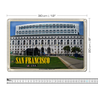 Blechschild Reise 30x20cm San Francisco Earl Warren Building Gericht