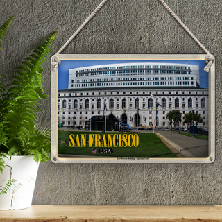 Blechschild Reise 30x20cm San Francisco Earl Warren Building Gericht