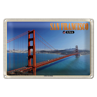 Blechschild Reise 30x20cm San Francisco USA Golden Gate Bridge