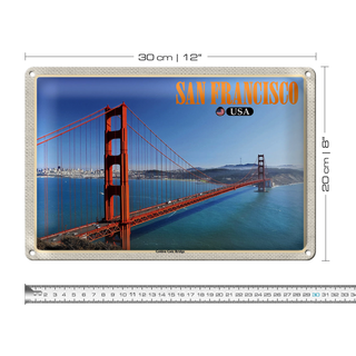 Blechschild Reise 30x20cm San Francisco USA Golden Gate Bridge