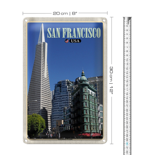 Blechschild Reise 20x30cm San Francisco USA Transamerica Pyramid