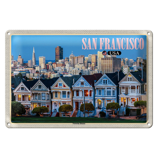 Blechschild Reise 30x20cm San Francisco USA Victorian Houses