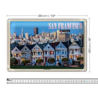 Blechschild Reise 30x20cm San Francisco USA Victorian Houses