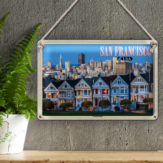 Blechschild Reise 30x20cm San Francisco USA Victorian Houses