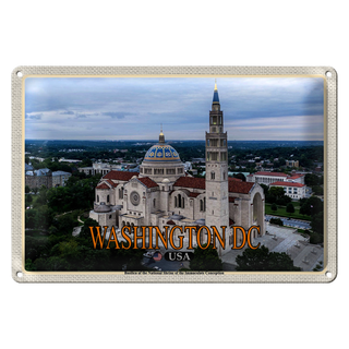 Blechschild Reise 30x20cm Washington DC USA Basilica National Shrine