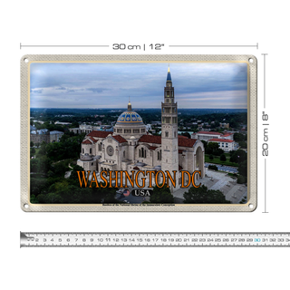 Blechschild Reise 30x20cm Washington DC USA Basilica National Shrine