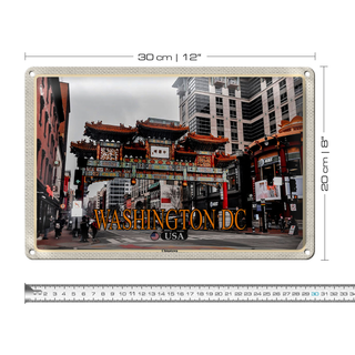 Blechschild Reise 30x20cm Washington DC USA Chinatown