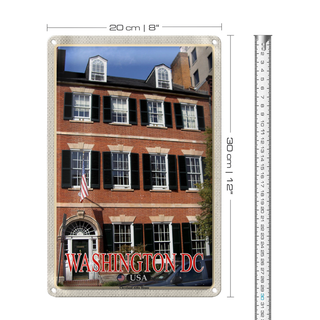 Blechschild Reise 20x30cm  Washington DC USA Cleveland Abbe House