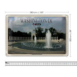 Blechschild Reise 30x20cm Washington DC USA National World War II Memorial