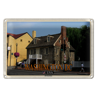Blechschild Reise 30x20cm Washington DC USA Old Stone House Museum