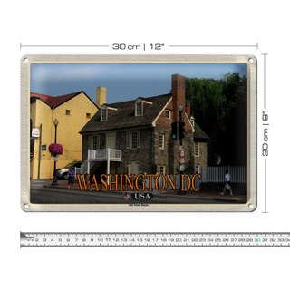 Blechschild Reise 30x20cm Washington DC USA Old Stone House Museum