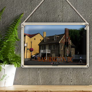 Blechschild Reise 30x20cm Washington DC USA Old Stone House Museum