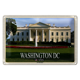Blechschild Reise 30x20cm Washington DC USA White House Präsident
