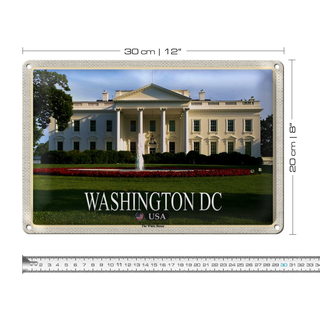 Blechschild Reise 30x20cm Washington DC USA White House Präsident
