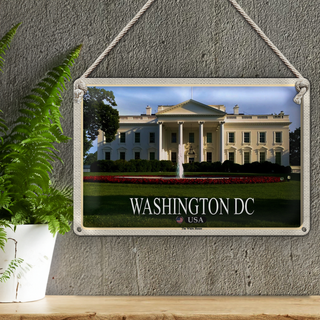 Blechschild Reise 30x20cm Washington DC USA White House Präsident