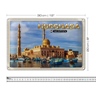Blechschild Reise 30x20cm Hurghada Ägypten Abdel Moneim Riad Moschee