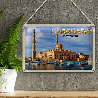 Blechschild Reise 30x20cm Hurghada Ägypten Abdel Moneim Riad Moschee