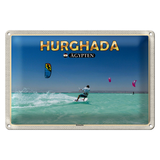 Blechschild Reise 30x20cm Hurghada Ägypten Kitesurfer Urlaub