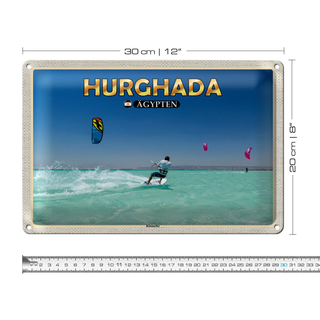 Blechschild Reise 30x20cm Hurghada Ägypten Kitesurfer Urlaub