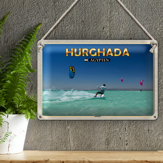 Blechschild Reise 30x20cm Hurghada Ägypten Kitesurfer Urlaub