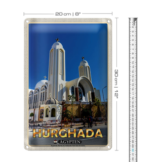 Blechschild Reise 20x30cm Hurghada Ägypten Koptische Kirche