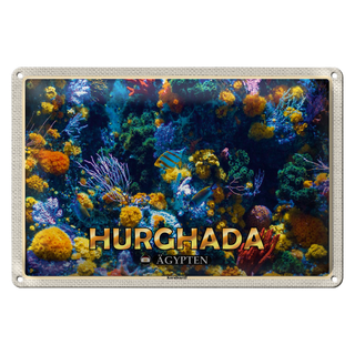 Blechschild Reise 30x20cm Hurghada Ägypten Korallenriff Fische