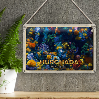 Blechschild Reise 30x20cm Hurghada Ägypten Korallenriff Fische