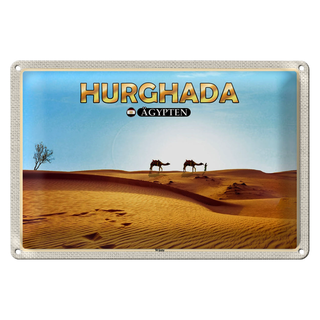 Blechschild Reise 30x20cm Hurghada Ägypten Wüste Kamele