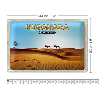 Blechschild Reise 30x20cm Hurghada Ägypten Wüste Kamele