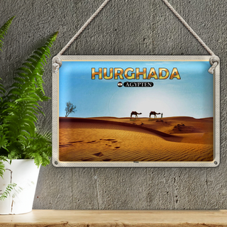 Blechschild Reise 30x20cm Hurghada Ägypten Wüste Kamele