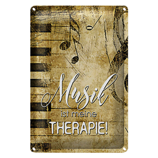 Blechschild Retro 20x30cm Musik ist meine Therapie