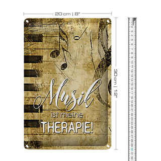 Blechschild Retro 20x30cm Musik ist meine Therapie