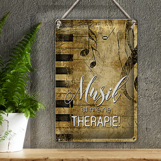 Blechschild Retro 20x30cm Musik ist meine Therapie