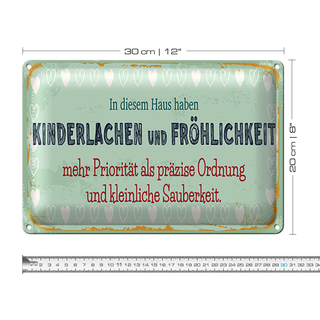 Blechschild Spruch 30x20cm Kinderlachen und Fröhlichkeit