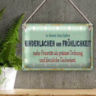 Blechschild Spruch 30x20cm Kinderlachen und Fröhlichkeit