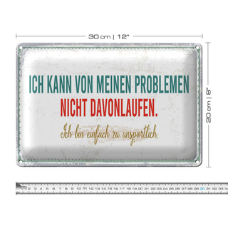 Blechschild Spruch 30x20cm kann vor meinen Problemen nicht davonlaufen