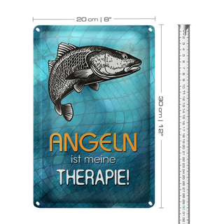 Blechschild Spruch 20x30cm Angeln ist meine Therapie