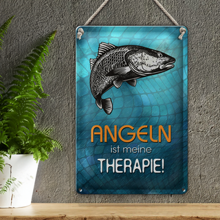 Blechschild Spruch 20x30cm Angeln ist meine Therapie