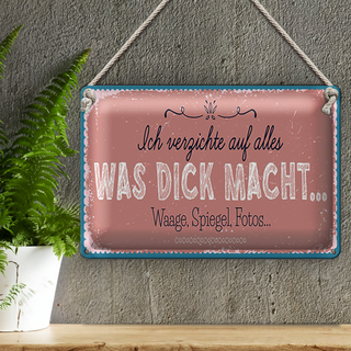 Blechschild Spruch 30x20cm verzichte auf Waage Spiegel Fotos