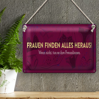 Blechschild Spruch 30x20cm Frauen finden alles heraus