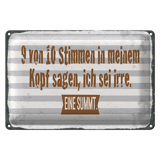 Blechschild Spruch 30x20cm 9 von 10 Stimmen in meinem Kopf