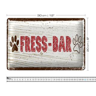 Blechschild Hinweis 30x20cm Fress-Bar Hund