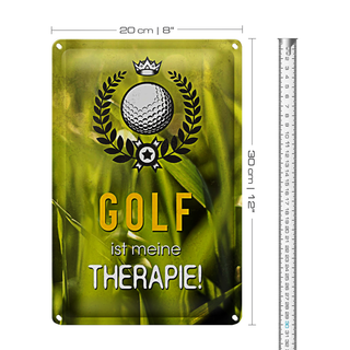 Blechschild Spruch 20x30cm Golf ist meine Therapie