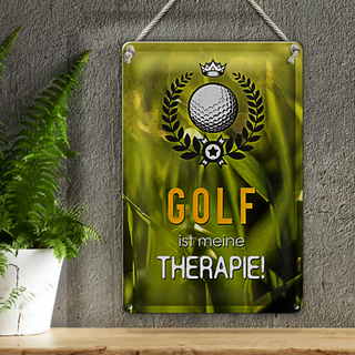 Blechschild Spruch 20x30cm Golf ist meine Therapie