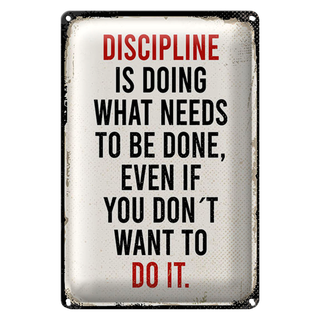 Blechschild Spruch 20x30cm Disciplin is doing what needs to be done