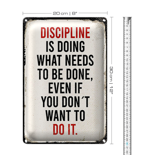 Blechschild Spruch 20x30cm Disciplin is doing what needs to be done