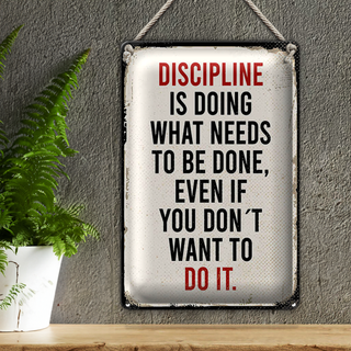 Blechschild Spruch 20x30cm Disciplin is doing what needs to be done
