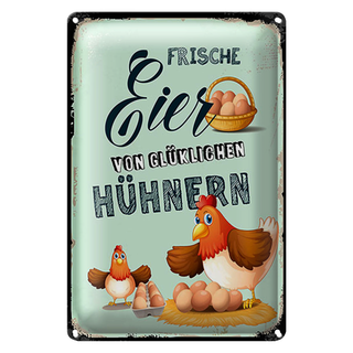 Blechschild Hinweis 20x30cm Frische Eier von glücklichen Hühnern
