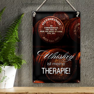 Blechschild Spruch 20x30cm Whiskey ist meine Therapie
